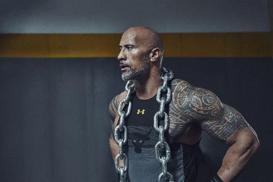 Dwayne Johnson's cool profile with a cool body and athletic style