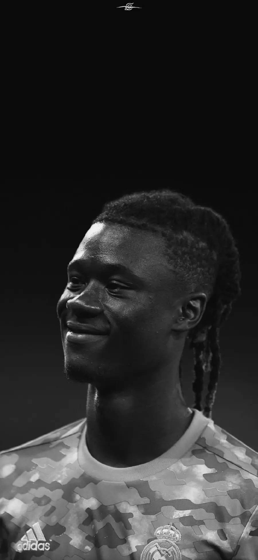 High quality black and white wallpaper of Eduardo Camavinga