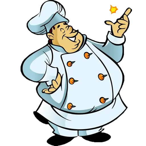 Photo of a chubby and plump chef in png format without a background 