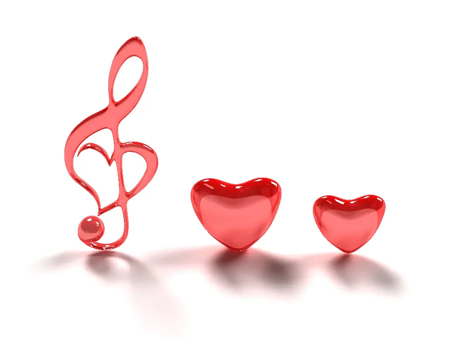 Valentine's Day Stock Image Red Glass Hearts and Quality with White Background