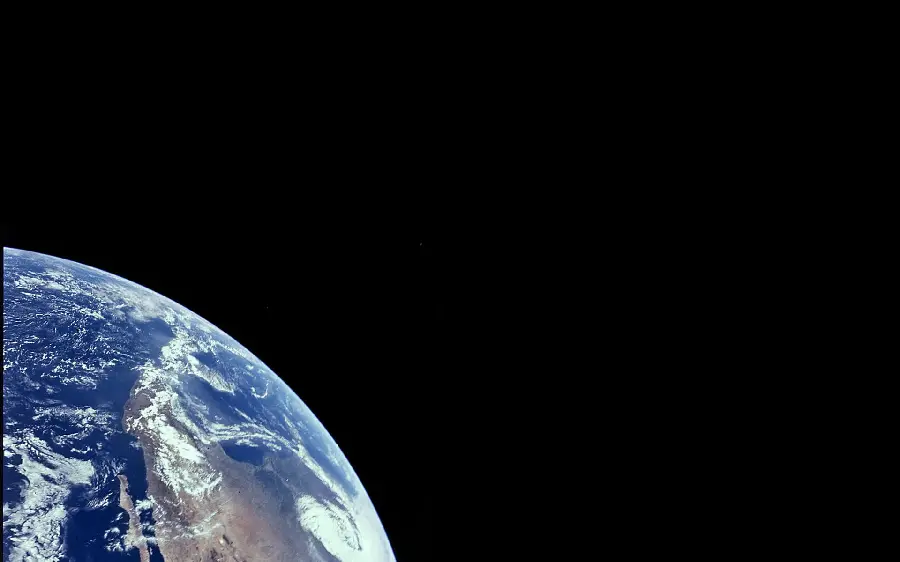 Image of the Earth in the dark space of the Milky Way Galaxy