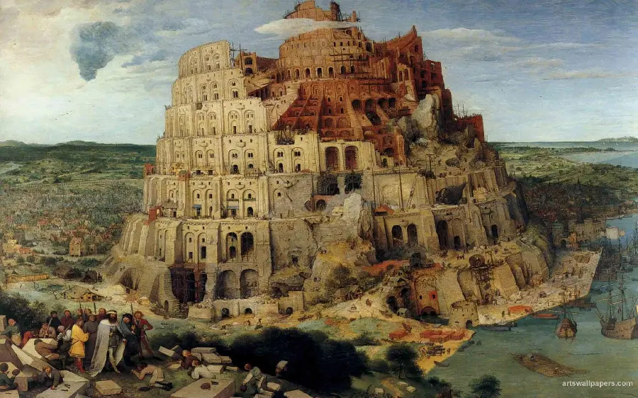 A photo of a classic art painting of an incredibly interesting old and historical castle