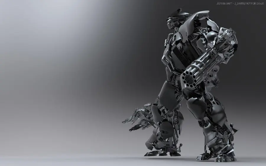 Cool and advanced robot wallpaper in a black and white theme