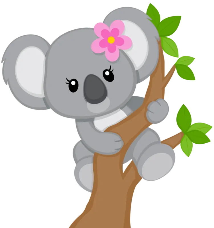 The most beautiful PNG photo of the famous and popular koala bear on a tree branch