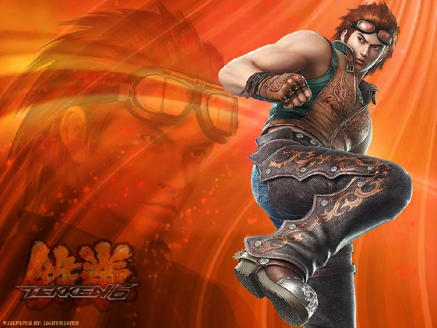 Korean character and karate fighter Hwoarang with graphic editing