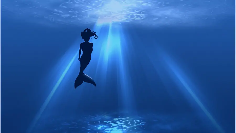 HD background with a graphic and digital design of a legendary mermaid