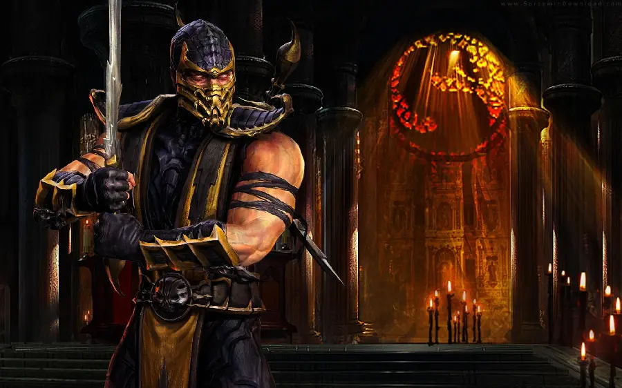 Image of the fictional character Scorpion in the computer game Mortal Kombat 