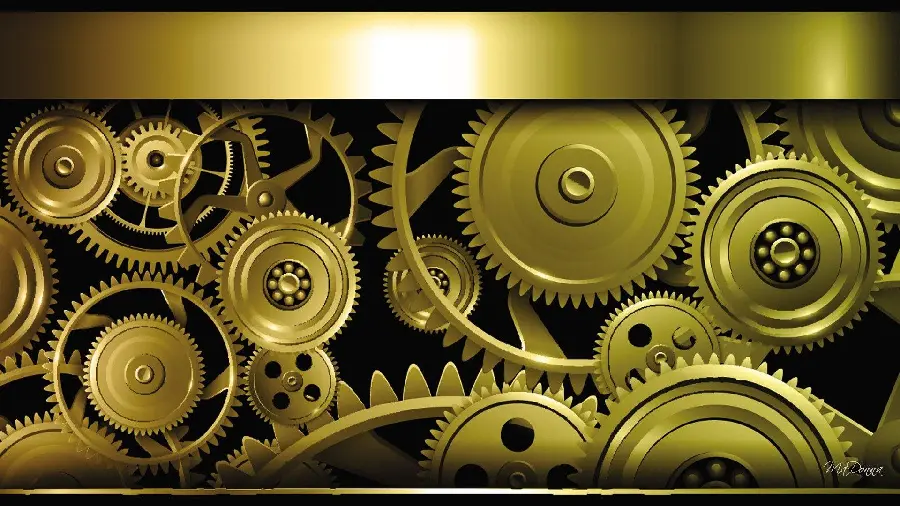 Photo of golden gears with high quality related to metallurgy