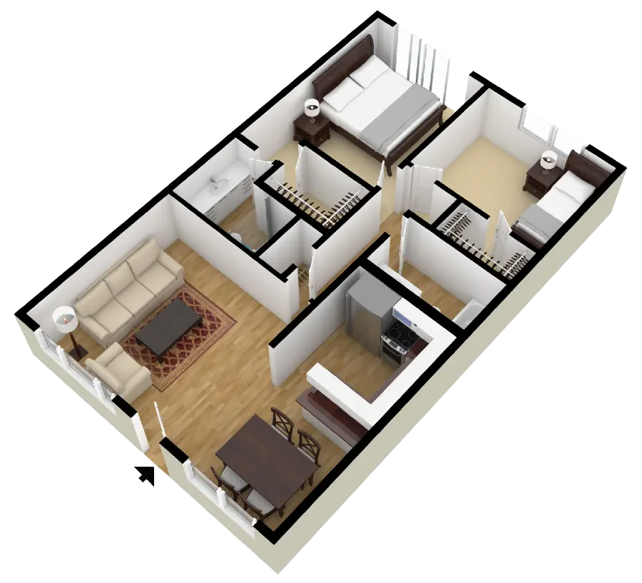 Photo of a model house with interior decorations and decor