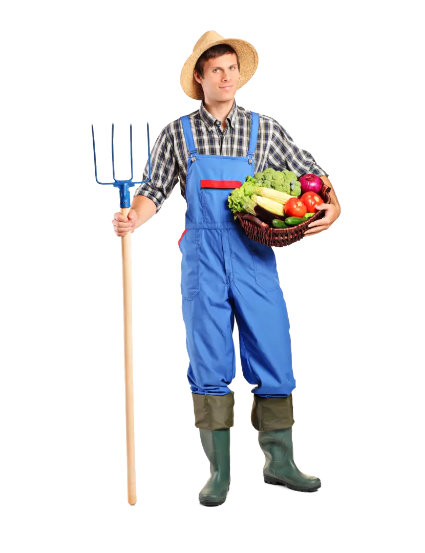 Real PNG cropped photo of a farmer without a background
