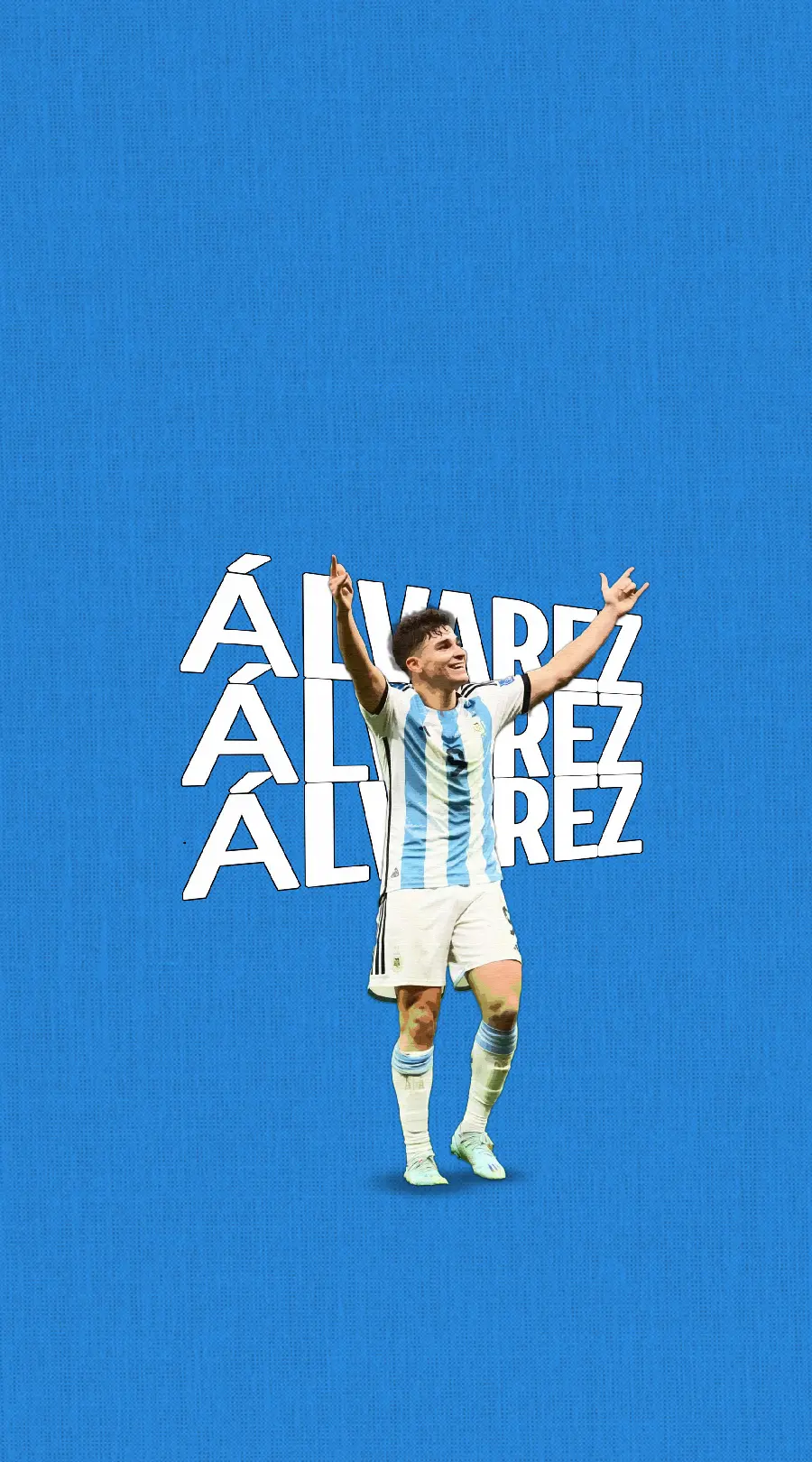 The background of Julin Alvarez with a simple blue background with a complete biography 
