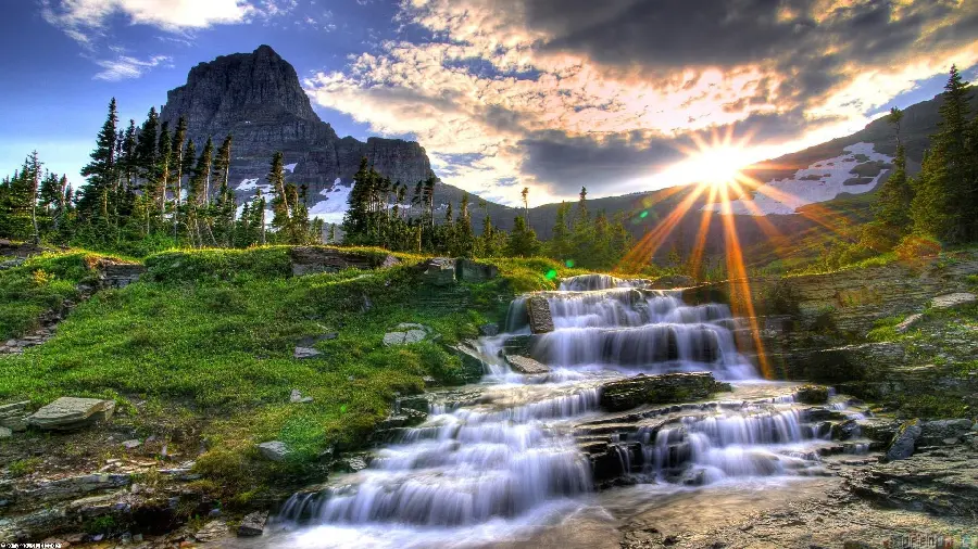 The most stylish background of a full-water summer lake and river