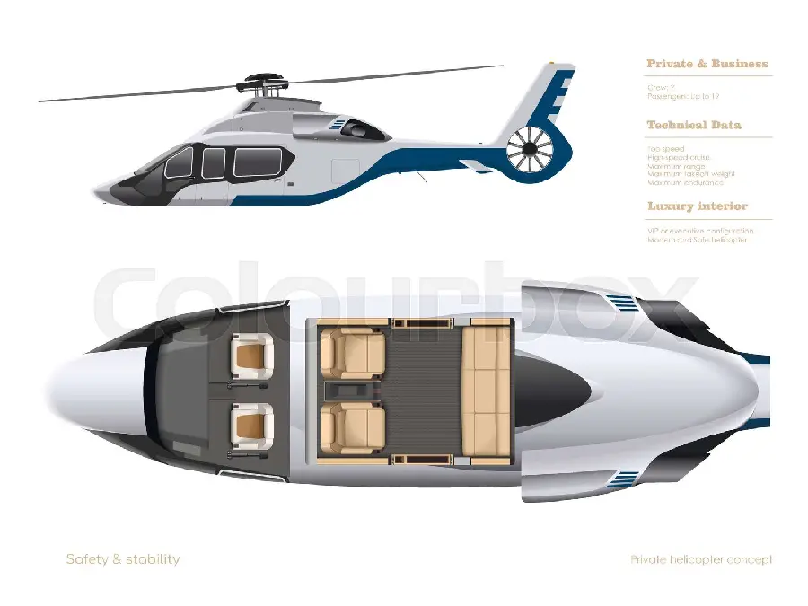 Private helicopter interior for engineering students