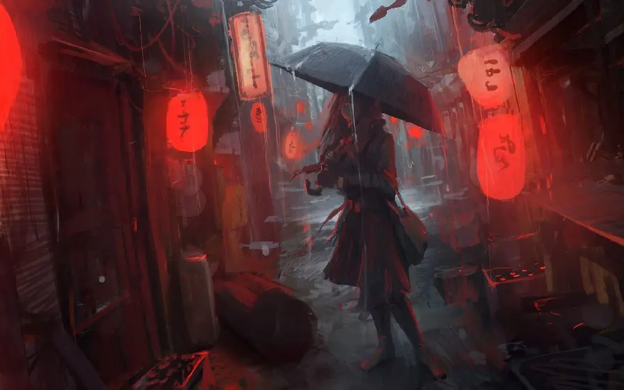 Anime girl profile picture with umbrella design suitable for profile 