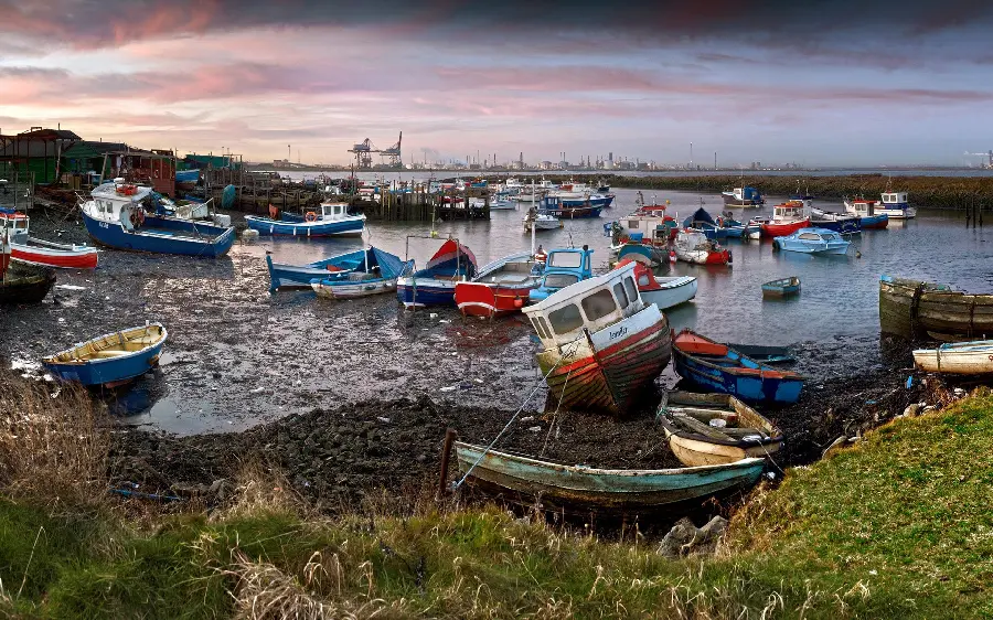 New background of boats gathering in Ports and piers abroad