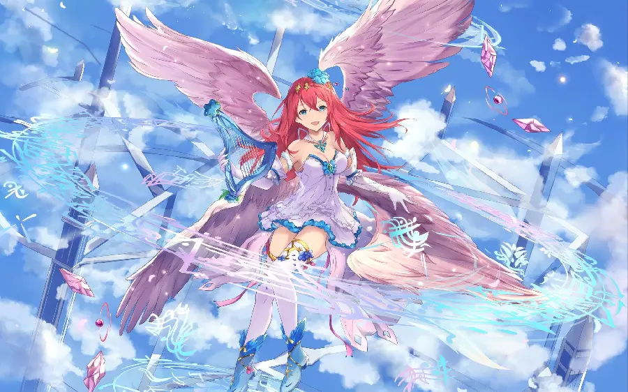 Beautiful image and photo of an anime girl with flying wings