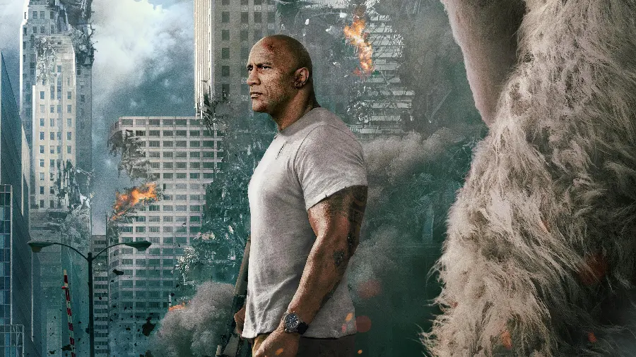 Image of Dwayne Johnson in the Rampage movie sequence