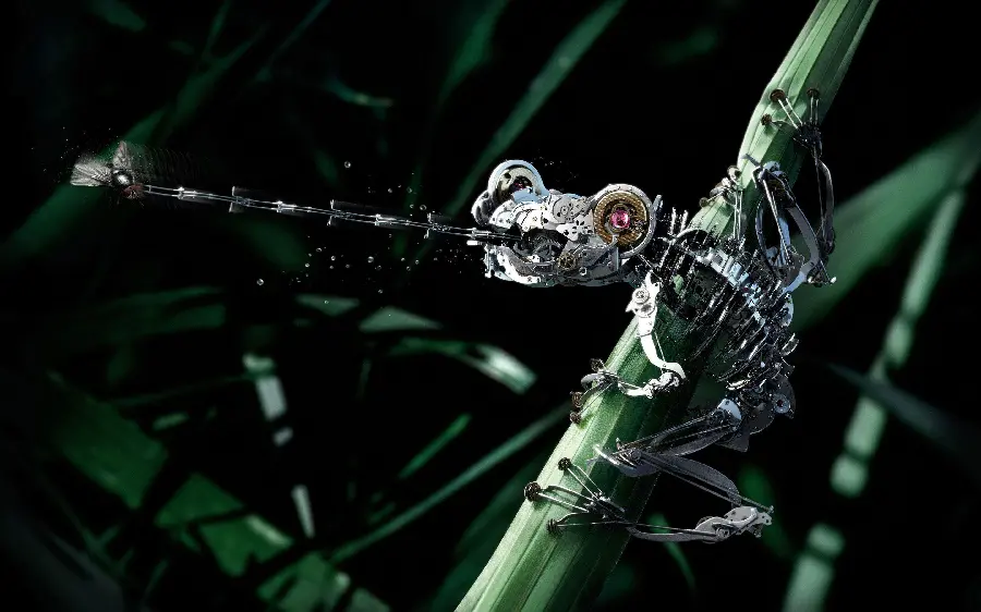 Cool mini robot dragonfly from the essence of the reference photo