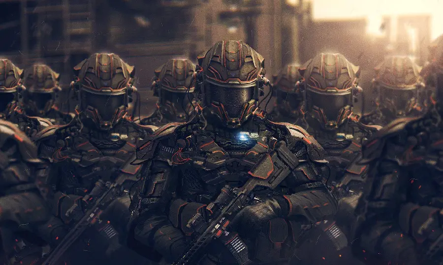 Photo from a military science fiction movie sequence in full HD quality