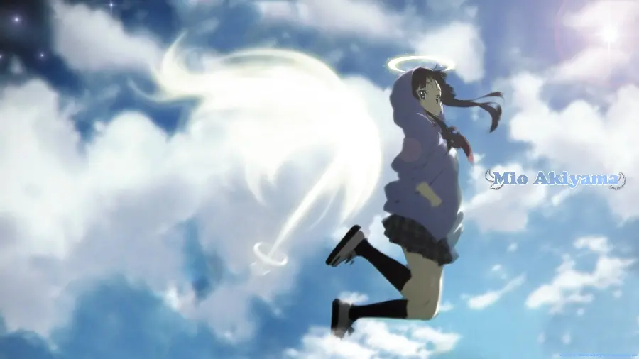 Beautiful and dreamy anime photo of flying angel Mia Akiyama