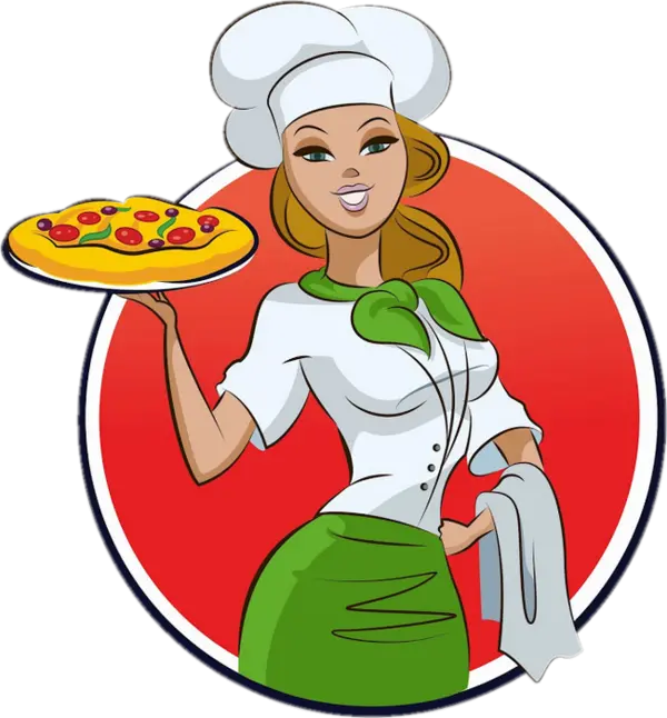 PNG photo of a female chef in a circular frame