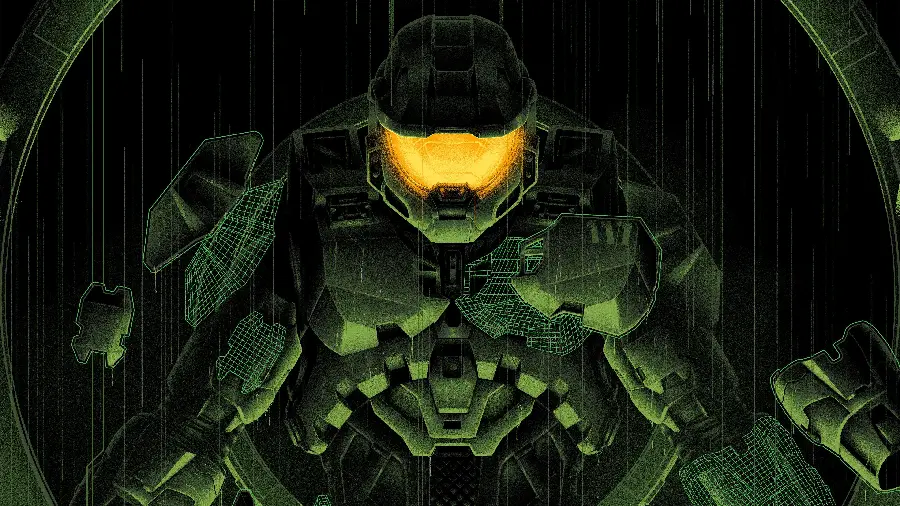 Background image of Master Chief in the video game Halo Infinite