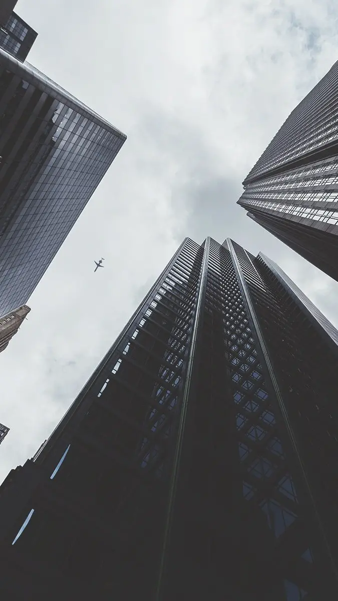 Stylish and modern background of tall buildings and towers from the bottom view for Galaxy A05s