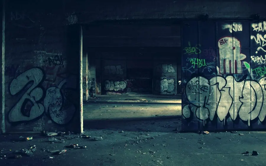 Photo from inside an abandoned and defunct industrial building