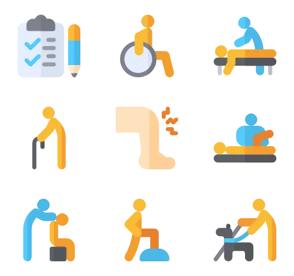 Image of several physiotherapy movements in a frame for printing in clinics