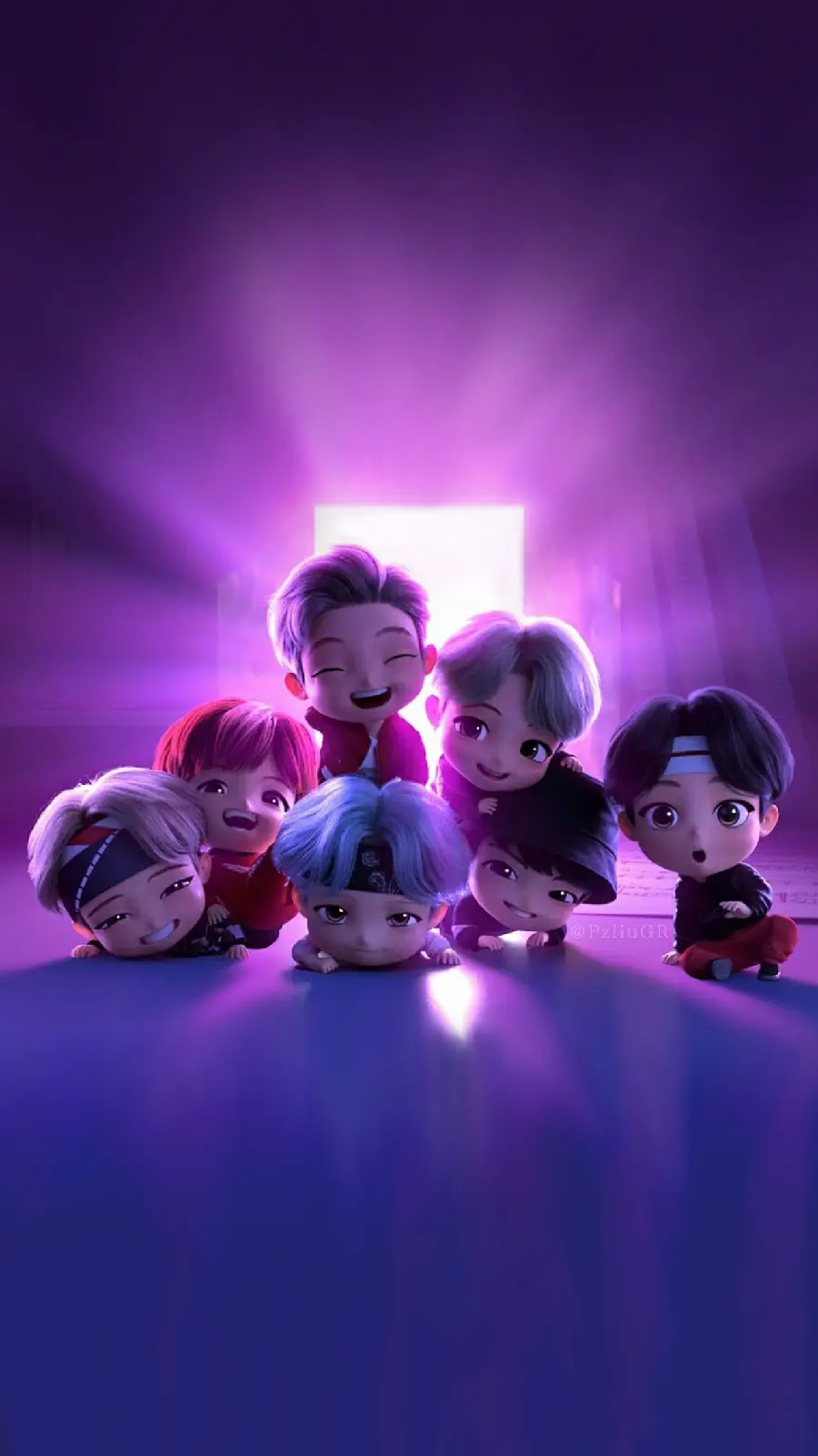 Download high-quality photos of BTS animated facesBTS
