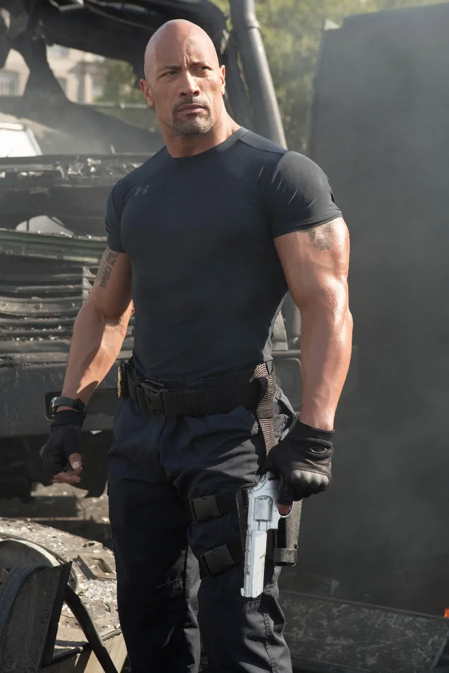 High-quality background photo of the popular Hollywood star Dwayne Johnson, also known as the Rock