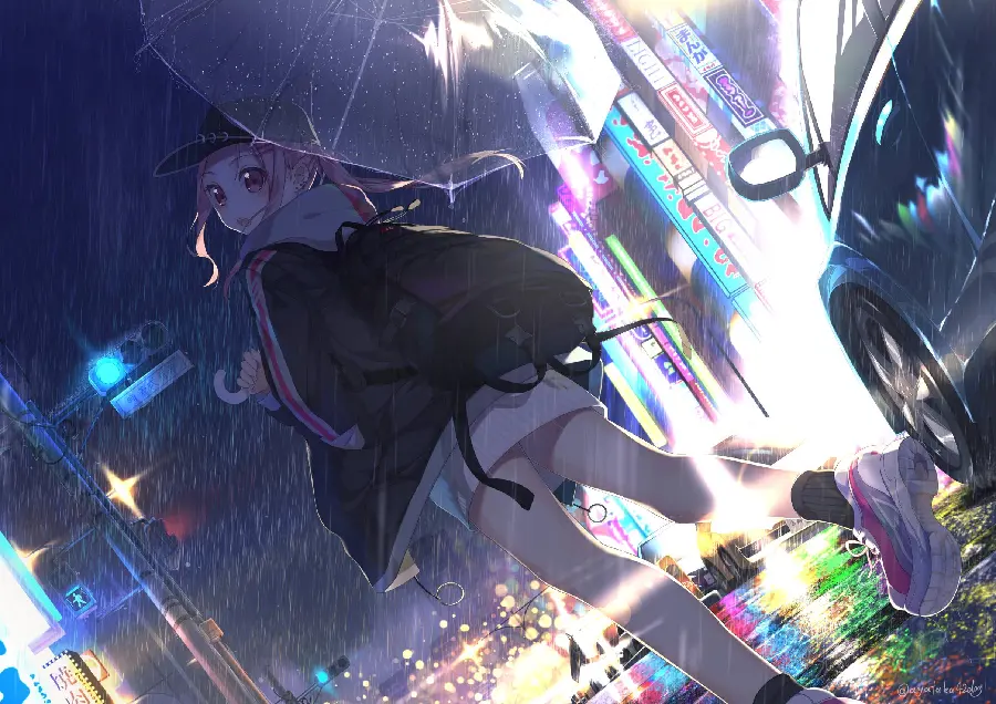 Anime profile picture with an umbrella suitable for anime fans