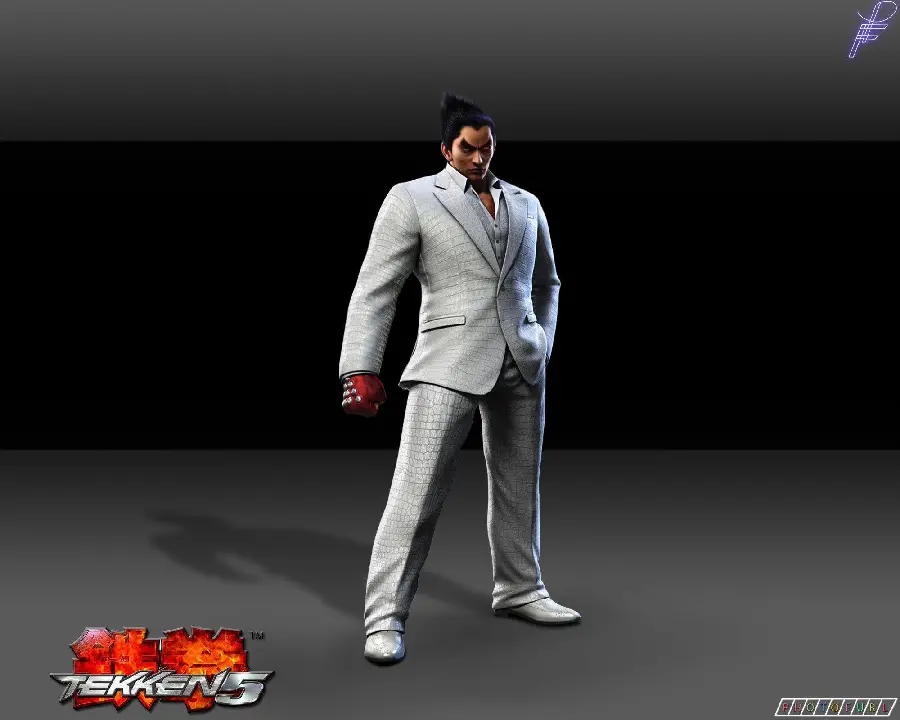 Photo of Kazuya Mishima in a white suit