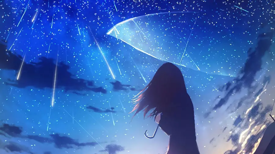 Download a stylish and special anime profile picture with an umbrella for girls