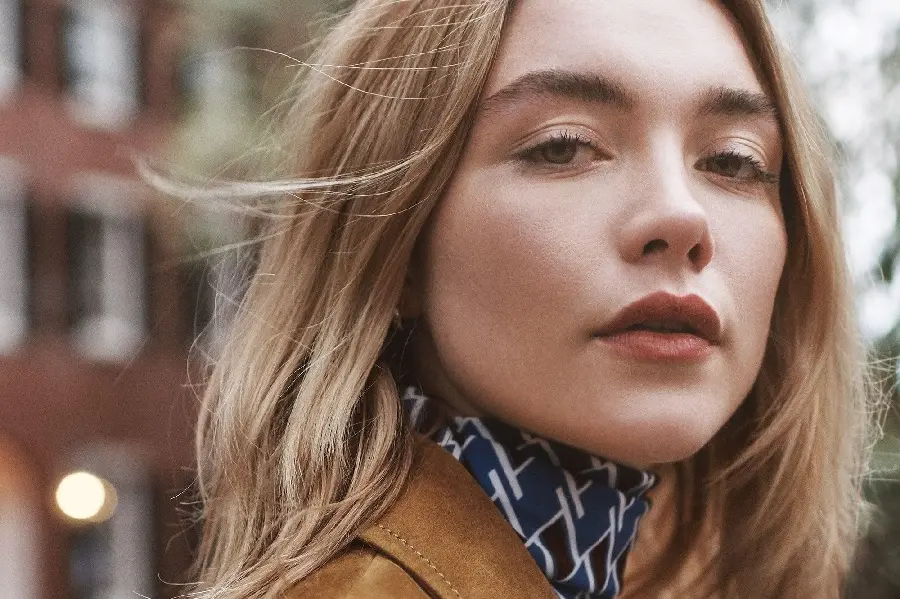 Close-up photo of Florence Pugh's perfect face