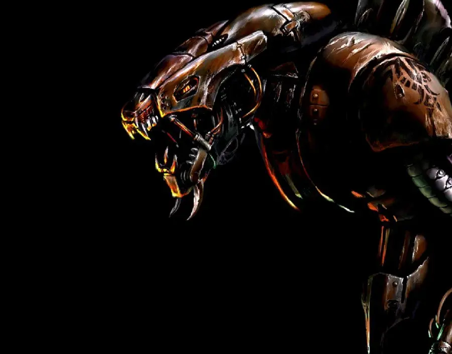 Background with advanced and scary space robot design