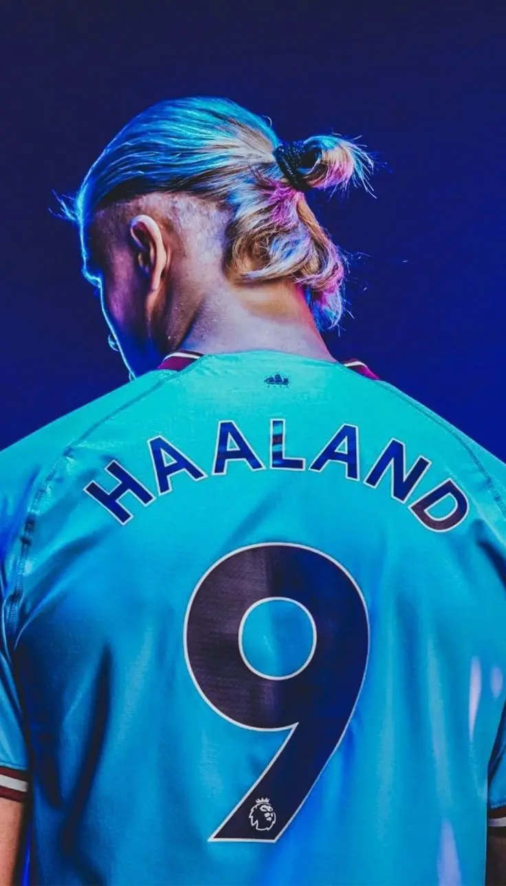 A very beautiful photo of Erling Haaland from the back with the number 9 shirt 