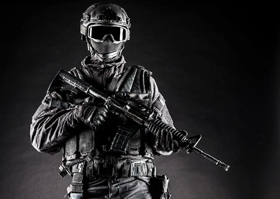Stock photo of cool and strong soldier force for background 