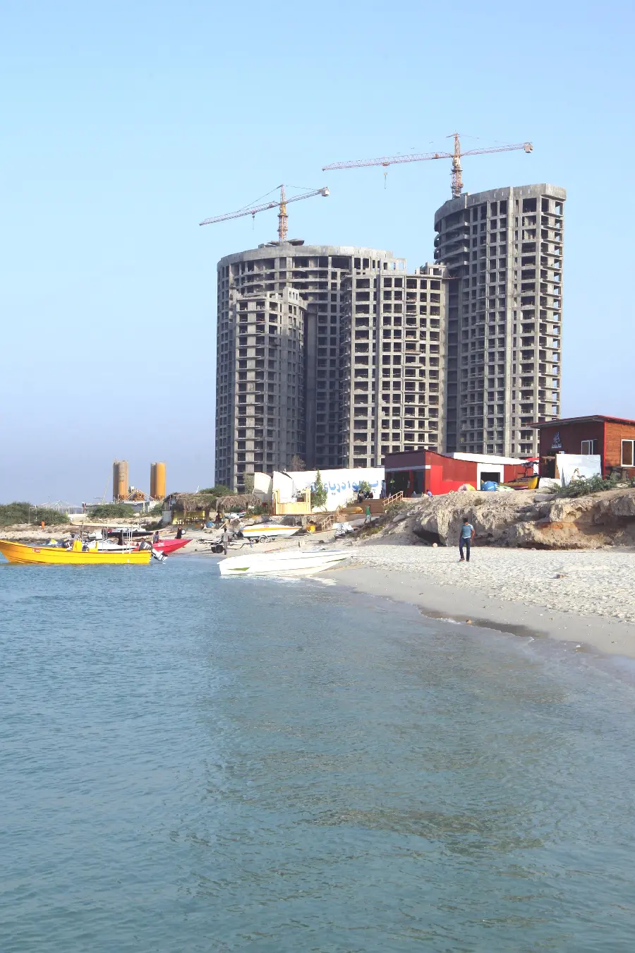Photo of the sandy beach and tourist facilities of Kish Island
