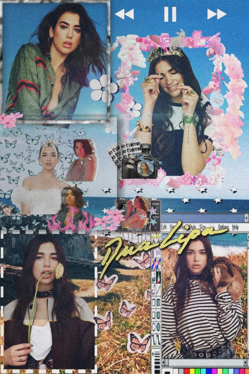 Dua Lipa pictures with different styles in one frame 