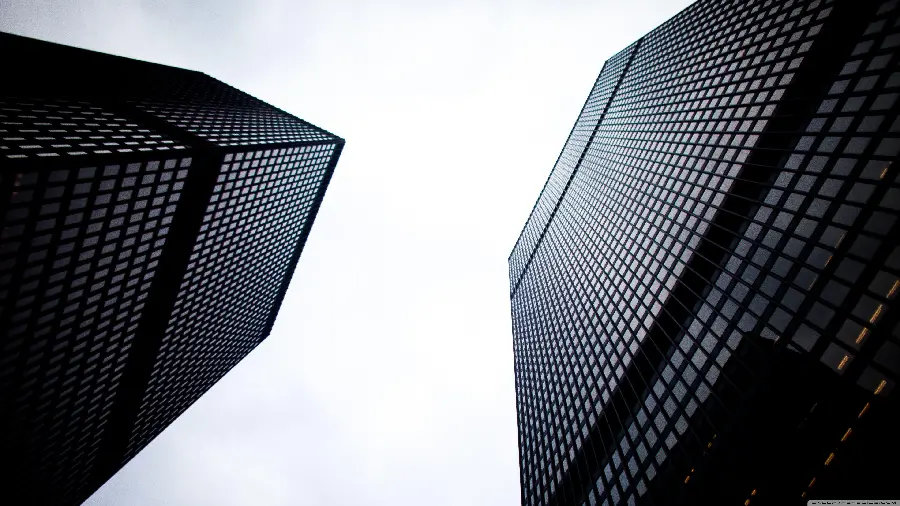Stock image of a building with a black facade and attractive architecture in 8k quality