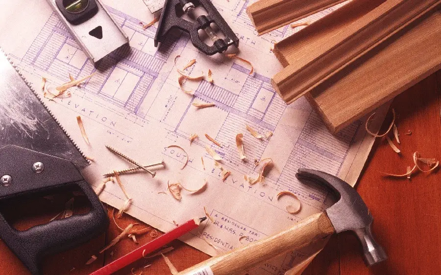 Beautiful and artistic background image of carpentry in the construction industry