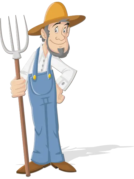 The funniest animated cartoon farmer image in PNG format