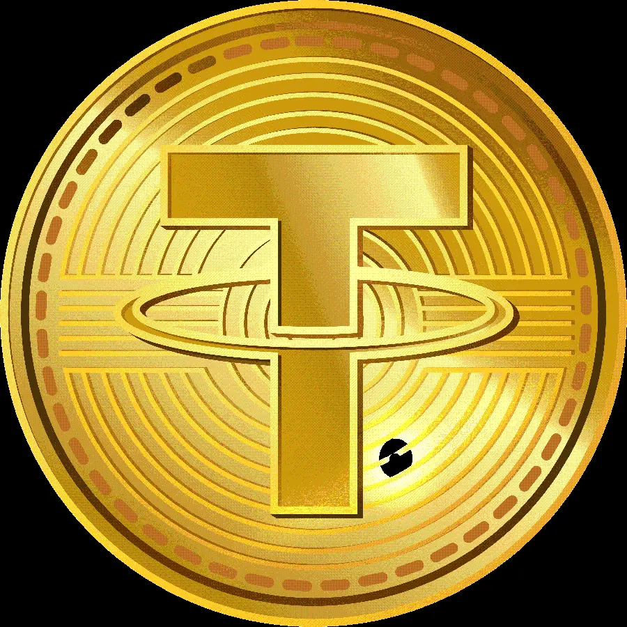 High quality gold coin photo with Tether logo design 