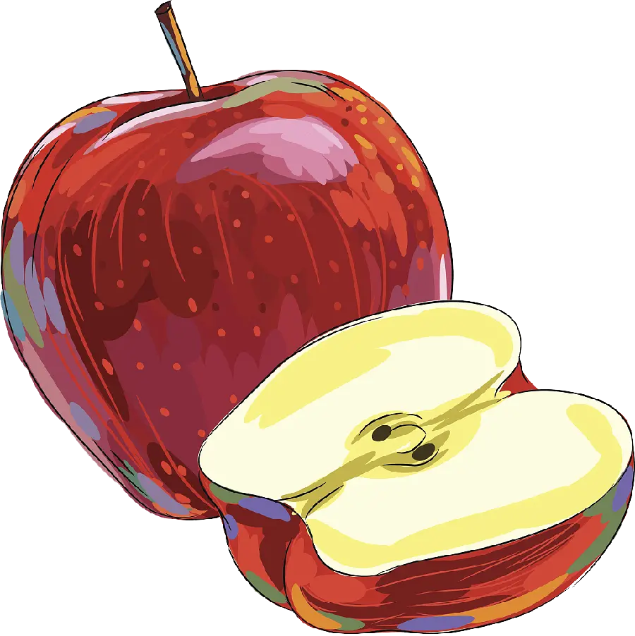 Download a photo of a sliced ​​red apple in PNG format and cut out 