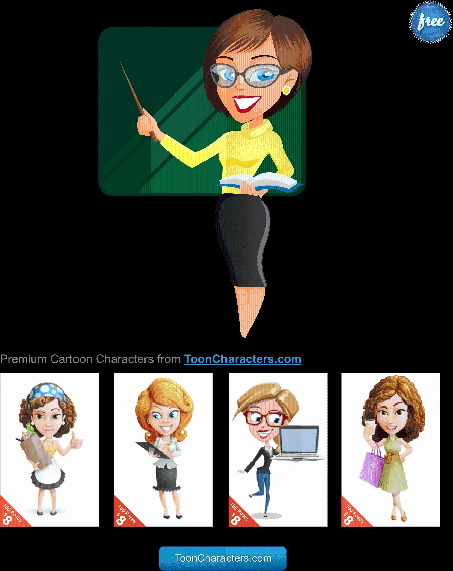 Download PNG image of a teacher cutout graphic with different designs 