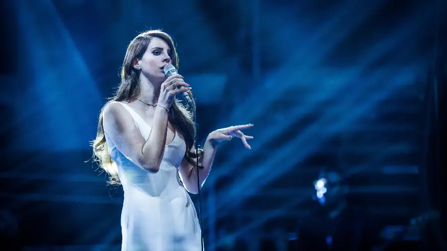 Lovely high-resolution wallpaper of Lana Del Rey in a white dress