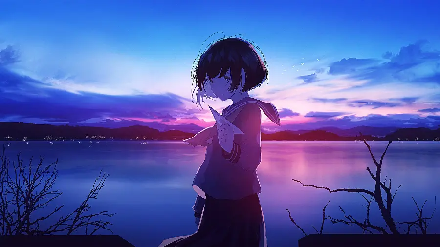Wallpapers and photos An anime of a sad girl by the lake 