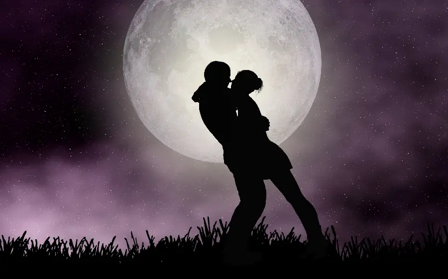 Masterpiece and Romantic Stock Photo on Full Moon Background 4K