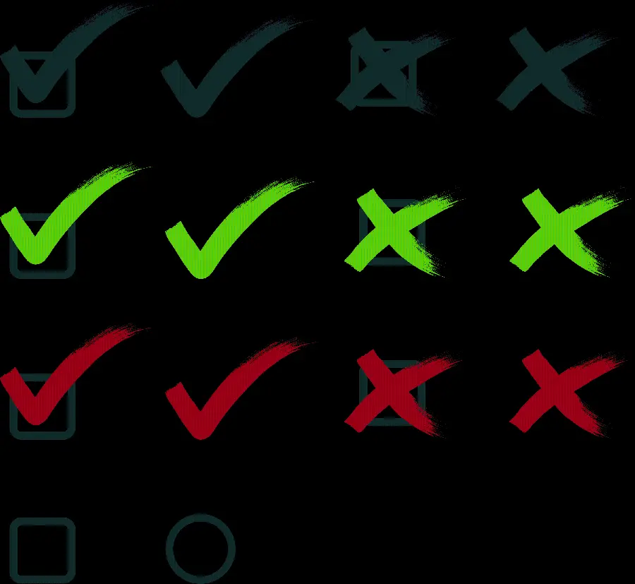 PNG image of correct and incorrect signs or ticks and crosses 